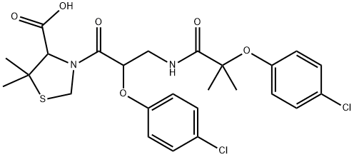 4-Thiazolidinecarboxylic acid, 3-(3-(2-(p-chlorophenoxy)-2-methylpropi onamido)-2-(p-chlorophenoxy)propionyl)-5,5-dimethyl- Struktur