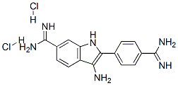 1H-Indole-6-carboximidamide, 3-amino-2-(4-(aminoiminomethyl)phenyl)-,  dihydrochloride Struktur