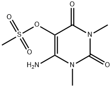 Methanesulfonic acid 6-amino-1,2,3,4-tetrahydro-1,3-dimethyl-2,4-dioxopyrimidin-5-yl ester Struktur