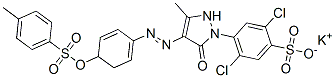 Benzenesulfonic acid, 2,5-dichloro-4-[4,5-dihydro- 3-methyl-4-[[4-[[(4-methylphenyl)sulfonyl]oxy]phenyl ]azo]-5-oxo-1H-pyrazol-1-yl]-, potassium salt Struktur