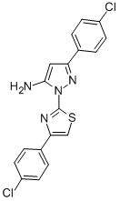 1H-Pyrazol-5-amine, 3-(4-chlorophenyl)-1-(4-(4-chlorophenyl)-2-thiazol yl)- Struktur