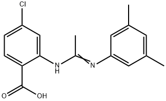 4-chloro-2-[1-[(3,5-dimethylphenyl)amino]ethylideneamino]benzoic acid Struktur