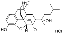 Morphinan-3-ol, 6,14-endoetheno-4,5-alpha-epoxy-7-(2-hydroxy-5-methyl- 2-hexyl)-6-methoxy-17-methyl-, hydrochloride Struktur