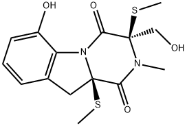 (3R,10aR)-2,3,10,10a-Tetrahydro-6-hydroxy-3-(hydroxymethyl)-2-methyl-3,10a-bis(methylthio)pyrazino[1,2-a]indole-1,4-dione Struktur