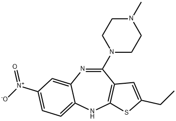 2-Ethyl-4-(4-methyl-1-piperazinyl)-7-nitro-10H-thieno(2,3-b)(1,5)benzo diazepine Struktur