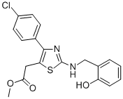 5-Thiazoleacetic acid, 4-(4-chlorophenyl)-2-(((2-hydroxyphenyl)methyl) amino)-, methyl ester Struktur