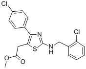 5-Thiazoleacetic acid, 2-(o-chlorobenzylamino)-4-(p-chlorophenyl)-, me thyl ester Struktur