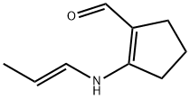 1-Cyclopentene-1-carboxaldehyde, 2-(1-propenylamino)-, (E)- (9CI) Struktur