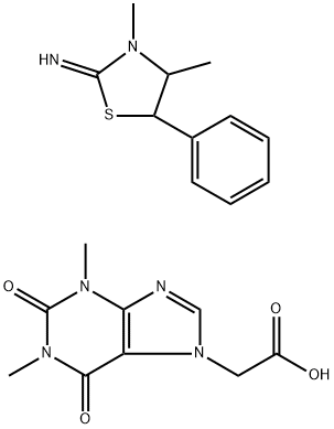 2-imino-3,4-dimethyl-5-phenylthiazolidine theophyllin-7-ylacetate Struktur