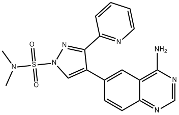 1H-Pyrazole-1-sulfonaMide, 4-(4-aMino-6-quinazolinyl)-N,N-diMethyl-3-(2-pyridinyl)- Struktur