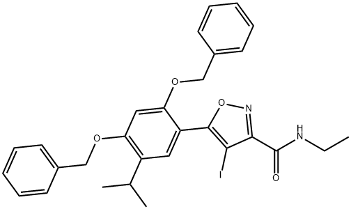 5-(2,4-bis(benzyloxy)-5-isopropylphenyl)-N-ethyl-4-iodoisoxazole-3-carboxaMide Struktur