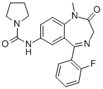 1-Pyrrolidinecarboxamide, N-(5-(2-fluorophenyl)-2,3-dihydro-1-methyl-2 -oxo-1H-1,4-benzodiazepin-7-yl)- Struktur