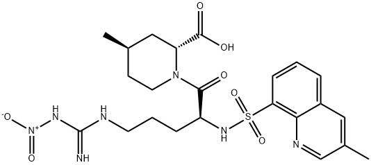 2-PIPERIDINECARBOXYLIC ACID, 1-[5-[IMINO(NITROAMINO)METHYL]AMINO]-2-[[(3-METHYL-8-QUINOLINYL)SULFONYL]AMINO]-1-OXOPENTYL]-4-METHYL-,[2R-[1(S*), 2ALPHA, 4BETA]]-