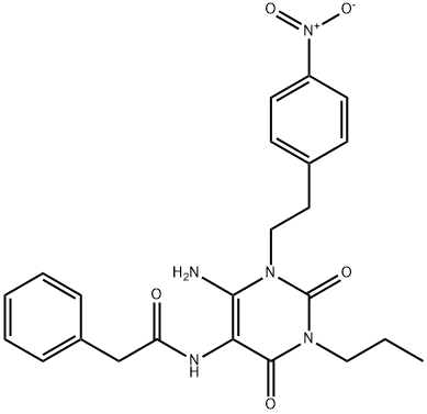 Benzeneacetamide,  N-[6-amino-1,2,3,4-tetrahydro-1-[2-(4-nitrophenyl)ethyl]-2,4-dioxo-3-propyl-5-pyrimidinyl]- Struktur