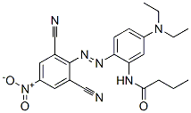 N-[2-[(2,6-dicyano-4-nitrophenyl)azo]-5-(diethylamino)phenyl]butyramide Struktur