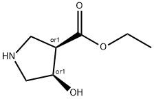 3-Pyrrolidinecarboxylic acid, 4-hydroxy-, ethyl ester, cis- (9CI) Struktur