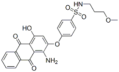 4-[(1-amino-9,10-dihydro-4-hydroxy-9,10-dioxo-2-anthryl)oxy]-N-(3-methoxypropyl)benzenesulphonamide Struktur