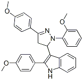 2-(4-methoxyphenyl)-3-[2-(2-methoxyphenyl)-5-(4-methoxyphenyl)-3,4-dih ydropyrazol-3-yl]-1H-indole Struktur