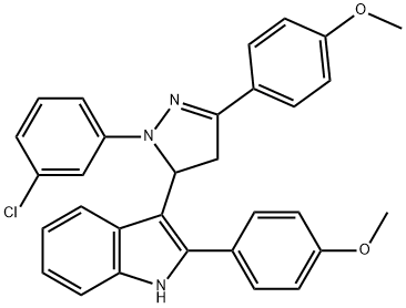 1H-Indole, 3-(1-(3-chlorophenyl)-4,5-dihydro-3-(4-methoxyphenyl)-1H-py razol-5-yl)-2-(4-methoxyphenyl)- Struktur