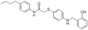 N-(4-BUTYLPHENYL)-2-((4-[(2-HYDROXYBENZYL)AMINO]PHENYL)SULFANYL)ACETAMIDE Struktur