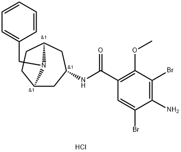 4-amino-N-(8-benzyl-8-azabicyclo[3.2.1]oct-3-yl)-3,5-dibromo-2-methoxy -benzamide hydrochloride Struktur