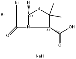 sodium (2S-cis)-6,6-dibromo-3,3-dimethyl-7-oxo-4-thia-1-azabicyclo[3.2.0]heptane-2-carboxylate  Struktur