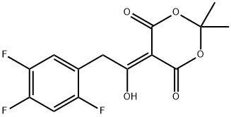 5-1-hydroxy-2-(2,4,5-trifluorophenyl)ethylidene-2,2-dimethyl-1,3-dioxane-4,6-dione Struktur