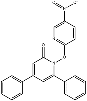 1-(5-nitro-2-pyridyloxy)-4,6-diphenyl-2-pyridone Struktur