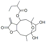 2-Methylbutanoic acid [dodecahydro-7,9-dihydroxy-6,10-dimethyl-3-methylene-2-oxo-6,9-epoxycyclodeca[b]furan-4-yl] ester Struktur