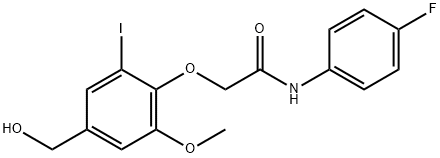 ACETAMIDE, N-(4-FLUOROPHENYL)-2-[4-(HYDROXYMETHYL)-2-IODO-6-METHOXYPHENOXY]- Struktur