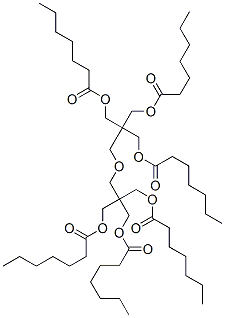 2-[[3-[(1-oxoheptyl)oxy]-2,2-bis[[(1-oxoheptyl)oxy]methyl]propoxy]methyl]-2-[[(1-oxoheptyl)oxy]methyl]propane-1,3-diyl bisheptanoate Struktur