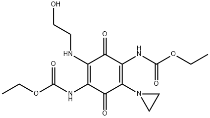 2-aziridinyl-5-(2-hydroxyethylamino)-3,5-bis(carboethoxyamino)-1,4-benzoquinone Struktur