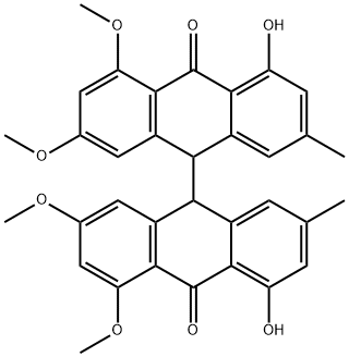 1,1'-Dihydroxy-6,6',8,8'-tetramethoxy-3,3'-dimethyl-10,10'-bianthrone Struktur