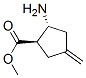 Cyclopentanecarboxylic acid, 2-amino-4-methylene-, methyl ester, trans- (9CI) Struktur