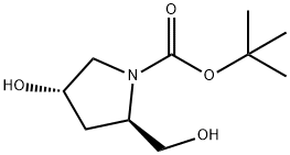 1-N-BOC-(2R,4S)-4-HYDROXY-2-(HYDROXYMETHYL) PYRROLIDINE Struktur