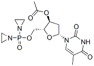 Thymidine 3'-acetate=5'-[di(1-aziridinyl)phosphinic acid] Struktur