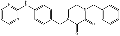 1-(Phenylmethyl)-4-((4-(2-pyrimidinylamino)phenyl)methyl)-2,3-piperazi nedione Struktur