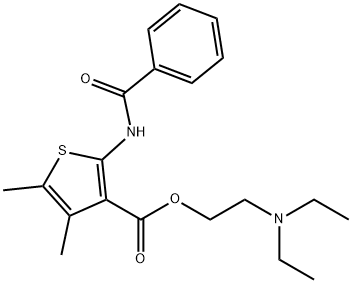 3-Thiophenecarboxylic acid, 2-(benzoylamino)-4,5-dimethyl-, 2-(diethyl amino)ethyl ester Struktur