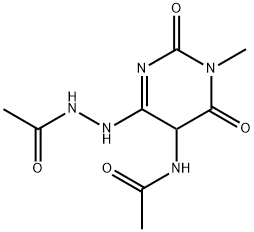 Acetic  acid,  2-[5-(acetylamino)-1,2,5,6-tetrahydro-1-methyl-2,6-dioxo-4-pyrimidinyl]hydrazide Struktur