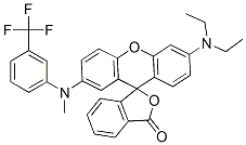 6'-(diethylamino)-2'-[methyl[3-(trifluoromethyl)phenyl]amino]spiro[isobenzofuran-1(3H),9'-[9H]xanthene]-3-one Struktur