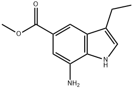 1H-Indole-5-carboxylicacid,7-amino-3-ethyl-,methylester(9CI) Struktur