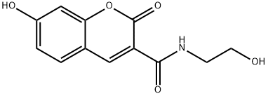 7-hydroxy-N-(2-hydroxyethyl)-2-oxo-2H-1-benzopyran-3-carboxamide Struktur