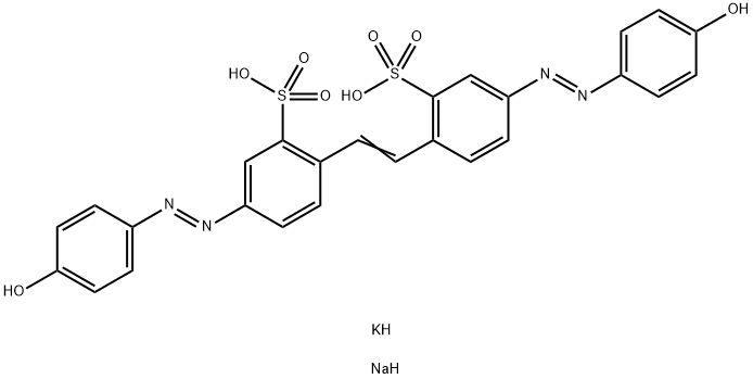 potassium sodium 4,4'-bis[(4-hydroxyphenyl)azo]stilbene-2,2'-disulphonate Struktur