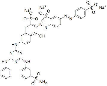 trisodium 7-[[4-[[3-(aminosulphonyl)phenyl]amino]-6-anilino-1,3,5-triazin-2-yl]amino]-4-hydroxy-3-[[2-sulphonato-4-[(4-sulphonatophenyl)azo]phenyl]azo]naphthalene-2-sulphonate Struktur