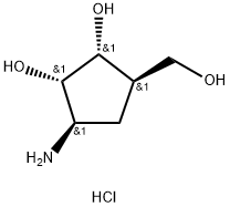 (1R,2S,3R,4R)-2,3-DIHYDROXY-4-(HYDROXYMETHYL)-1-AMINOCYCLOPENTANE HYDROCHLORIDE Struktur