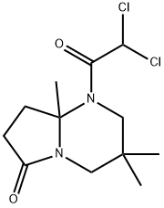 1-(dichloroacetyl)hexahydro-3,3,8a-trimethylpyrrolo[1,2-a]pyrimidin-6(2H)-one Struktur