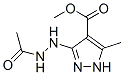 1H-Pyrazole-4-carboxylicacid,3-(2-acetylhydrazino)-5-methyl-,methylester(9CI) Struktur