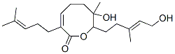 5,6,7,8-Tetrahydro-7-hydroxy-8-(5-hydroxy-3-methyl-3-pentenyl)-7-methyl-3-(4-methyl-3-pentenyl)-2H-oxocin-2-one Struktur