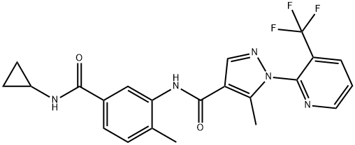 1H-Pyrazole-4-carboxaMide, N-[5-[(cyclopropylaMino)carbonyl]-2-Methylphenyl]-5-Methyl-1-[3-(trifluoroMethyl)-2-pyridinyl]- Struktur