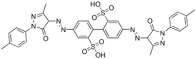 4,4'-bis[[4,5-dihydro-3-methyl-1-(4-methylphenyl)-5-oxo-1H-pyrazol-4-yl]azo][1,1'-biphenyl]-2,2'-disulphonic acid Struktur